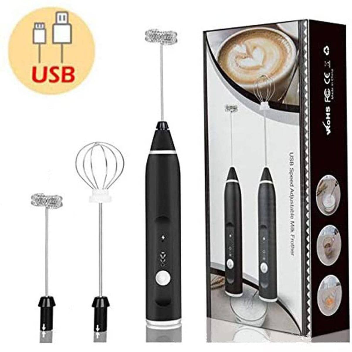 Rechargeable Coffee Beater (Big Box) | 2-in-1 Coffee & Egg Beater | 3-Speed Electric Frother & Mixer