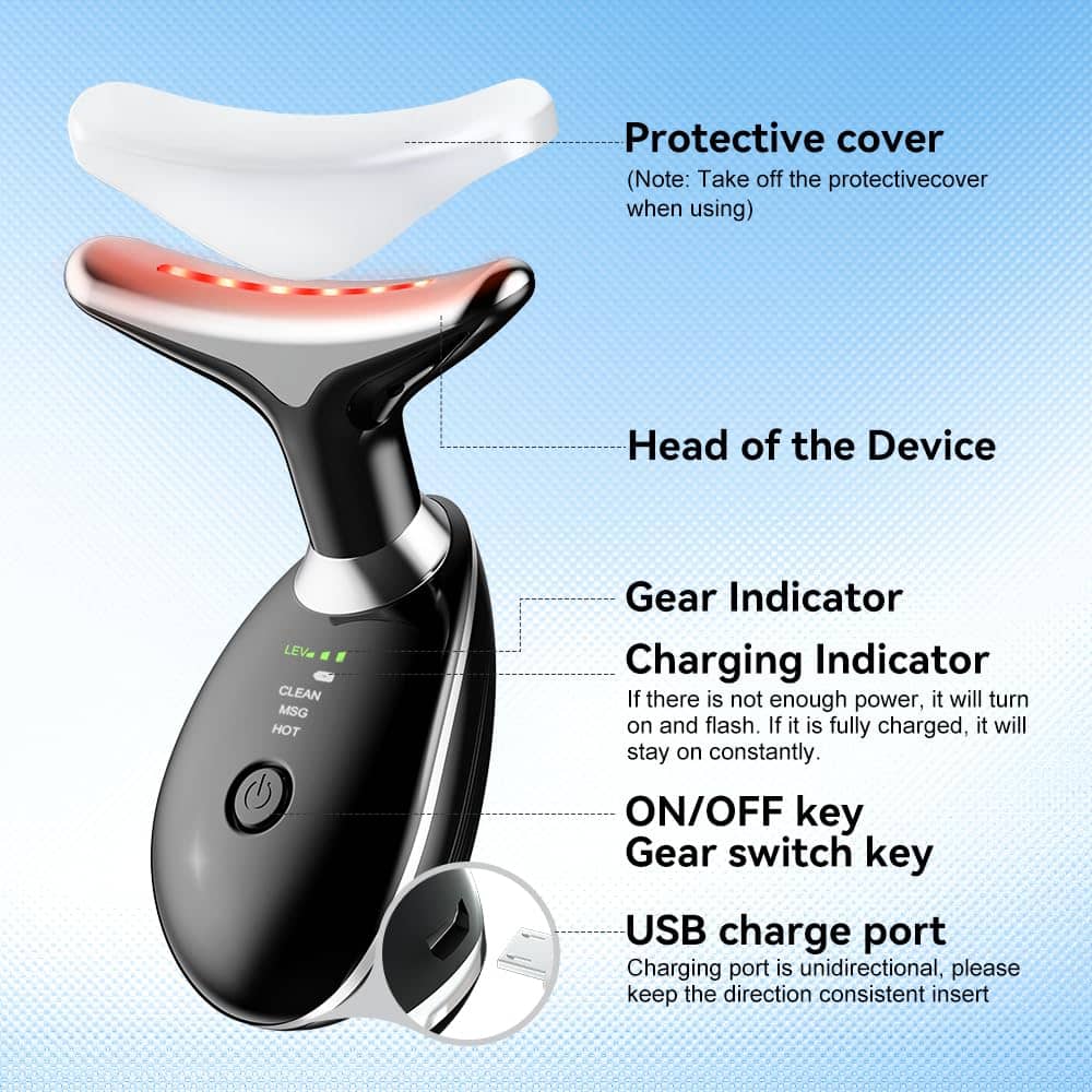 Rechargeable Face Massager Neck Device Against Wrinkles, Face Beauty Device, Electric Face Massager Anti-Wrinkle with 3 Modes 45°C Anti-Wrinkle Face Device Skin Tightening Ems Face Care Device Anti-Wr